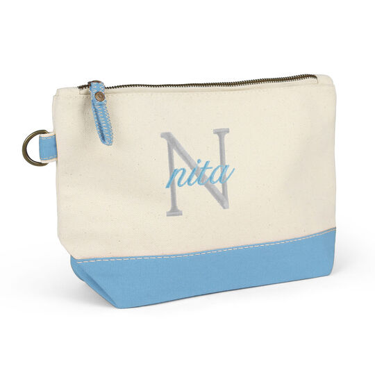Nantucket Cosmetic Bag with Light Blue Trim